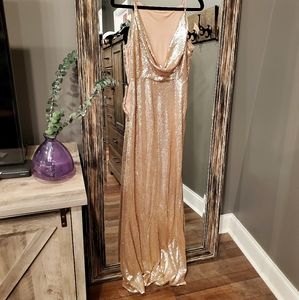 Rose Gold Sequined Formal Dress Size M lulu's